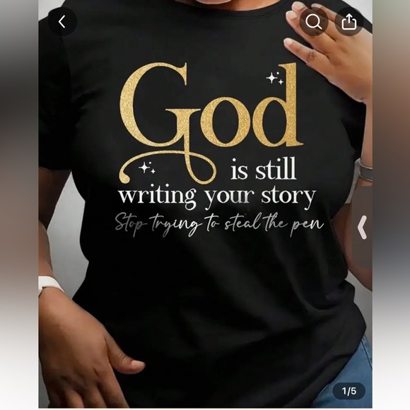 Tops - COPY - Women's Inspirational Casual Knit Polyester T-Shirt – "God is still writ…